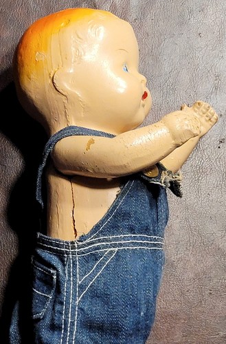 Antique Composition Baby Doll With Vintage Lee Denim Jean Overalls 13" Buddy Lee - Picture 5 of 10