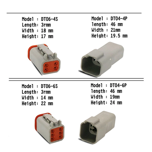 750PCS New Deutsch DT Connector Plug Kit for 14 16 18 20 AWG Stamped Contact Kit - Picture 3 of 5