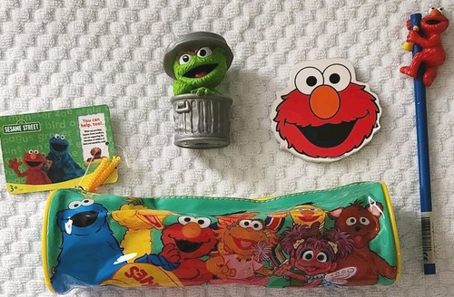 Sesame Street Pencil Case, 2008, Oscar, 2010; Elmo Topper & Elmo Mini Note Pad - Picture 2 of 9