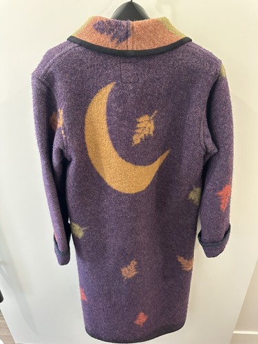 Abrigo Chaqueta de Estocolmo para Mujer Laurie Jacobi Lana Hojas Púrpura Luna Talla Mediana - Imagen 2 de 7