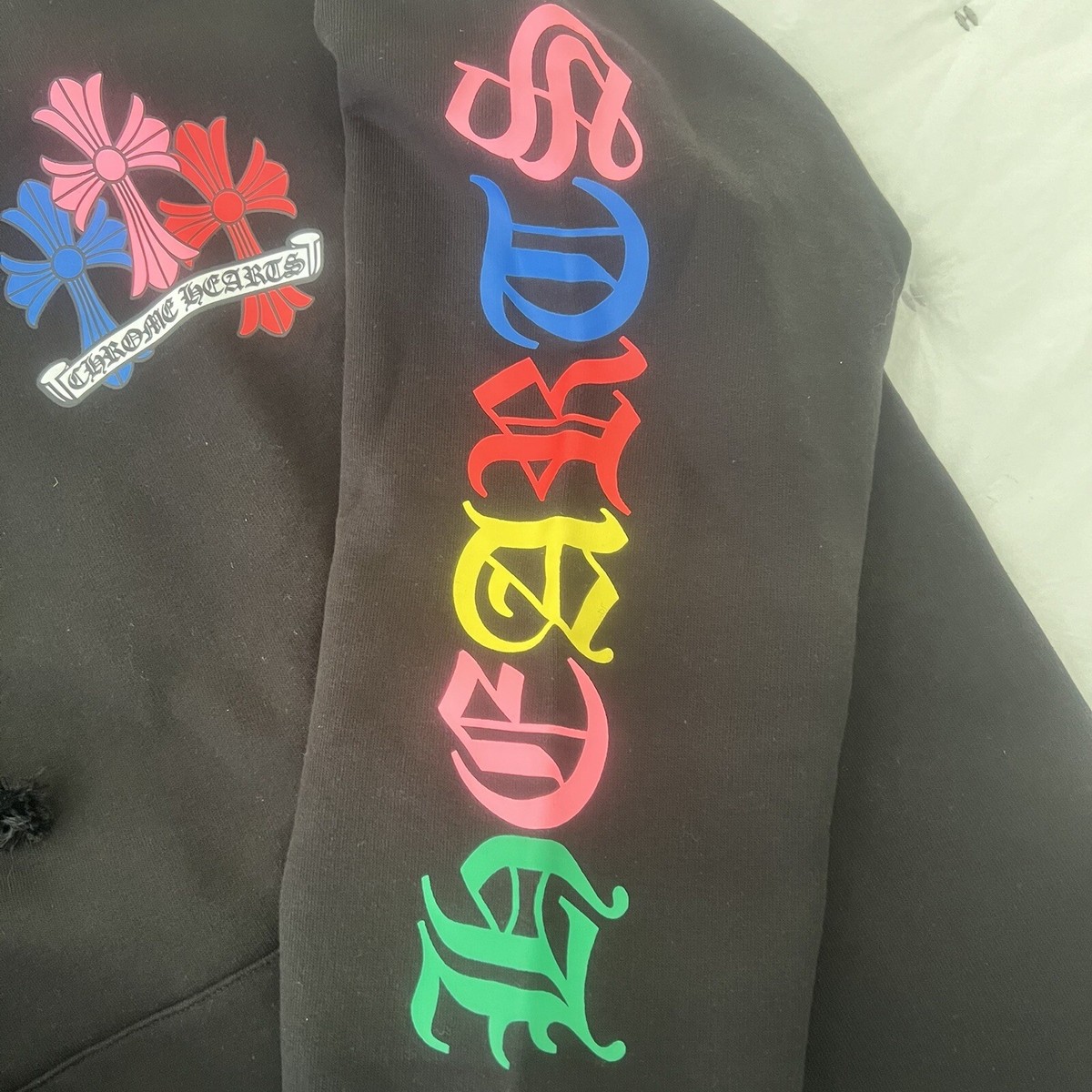 Hoodie Pullover Chrome Heart Black Multi Color Cross Unisex Hoodie Pullover Chrome Heart Black Multi Color Cross Unisex