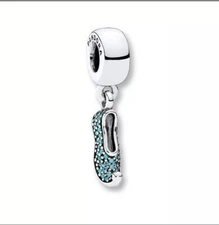 Authentic Pandora Jasmine's Sparkling Slipper Dangle Charm (New)