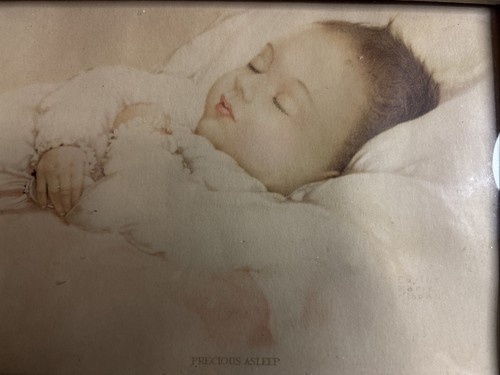 Vintage 1940s Klapka Precious Awake/Asleep 6x8 Glass Framed Baby Prints - Picture 3 of 9