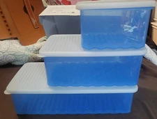 FridgeSmart Tupperware 4352B, 3991A & 3993A Blue Containers & Shear Seals