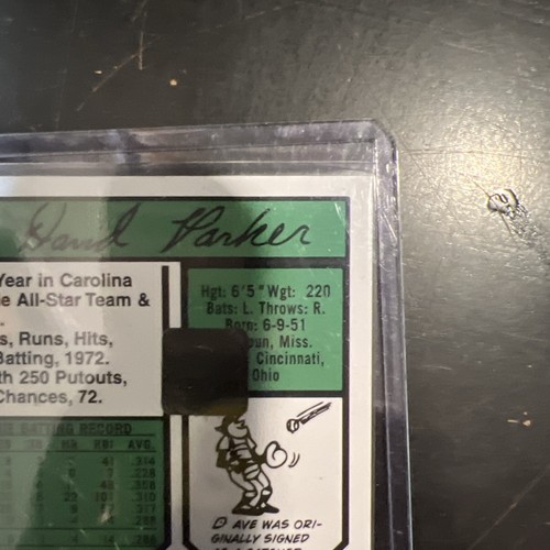 Tarjeta de novato 2001 Topps Archives autógrafo firmado favorito de los fanáticos #252 Dave Parker - Imagen 8 de 10