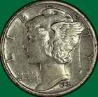 1931-S Mercury Dime Almost Uncirculated AU Coin, Lightly Scratched #41704