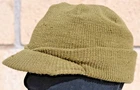 WW2 US ARMY ORIGINAL MILITARY COLD WEATHER KNIT OD WOOL JEEP CAP UNDER M1 HELMET