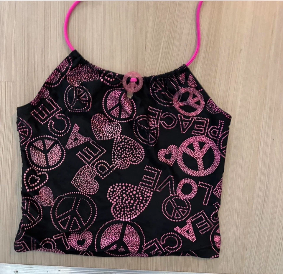 Top halter con letrero de pieza para mujer Xs Y2K rosa intenso Mcbling Foto 3 de 4