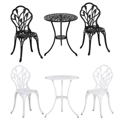 Sitzgruppe 3-teilige Essgruppe Gartenmöbel-Set 1 Tisch+2 Stühle Alu