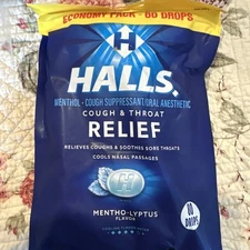HALLS Relief Mentho-Lyptus Cough Drops, Economy Pack, 80 Drops ( Pack of 1 )