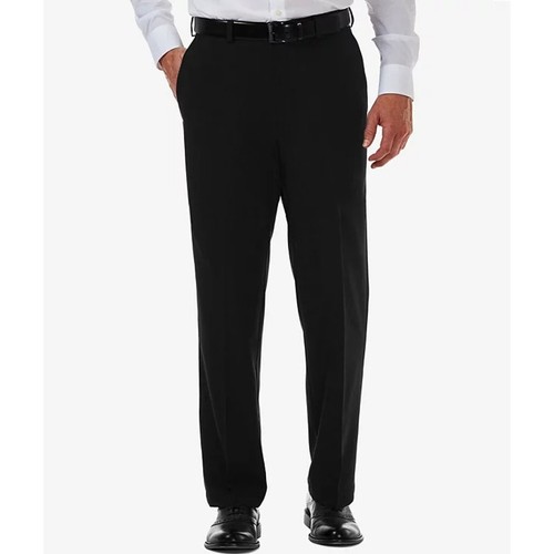 Haggar Herren schwarz Stretch cool 18 PRO klassisch vorne flach Anzughose Größe 44x30