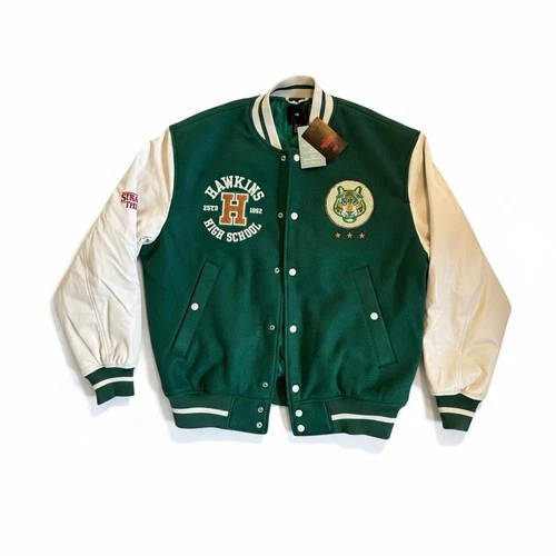 Stranger Things x H&M Netflix Jacket bomber Hawkins Limited Edition Size XL New video thumbnail