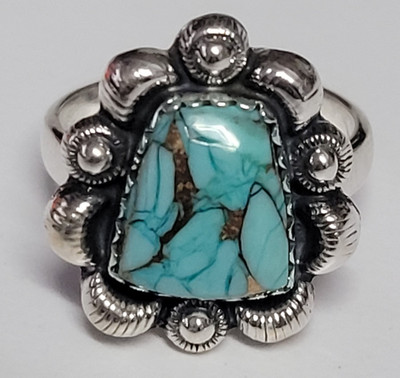 Mint dahlia size 6 ring -  SS 925 - handmade - full silver back