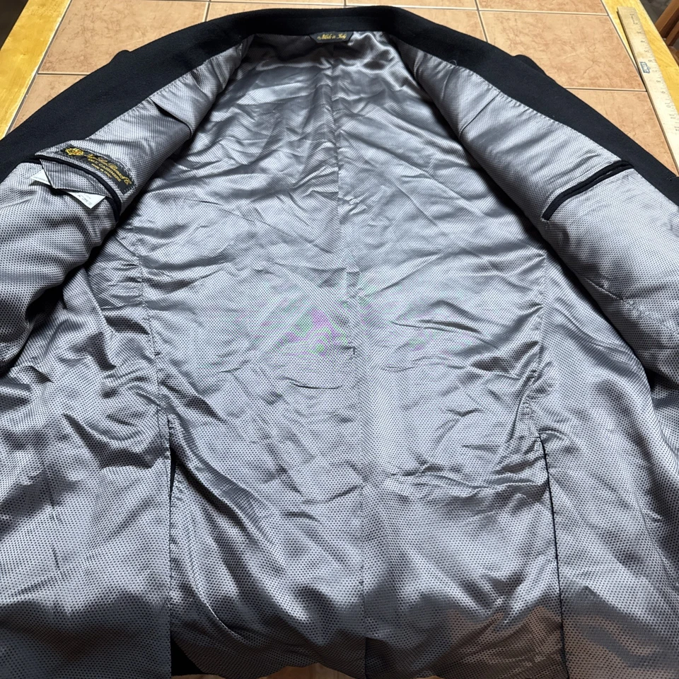 Loro Piana 夹克男式 44L 黑色 100% 羊绒 3 纽扣西装外套运动外套意大利 — 第 3/4 张图片