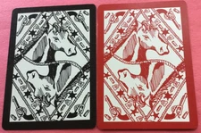 2 Single Reversible Wide Swap Playing Cards Horses Pistols Vintage Linen Pair