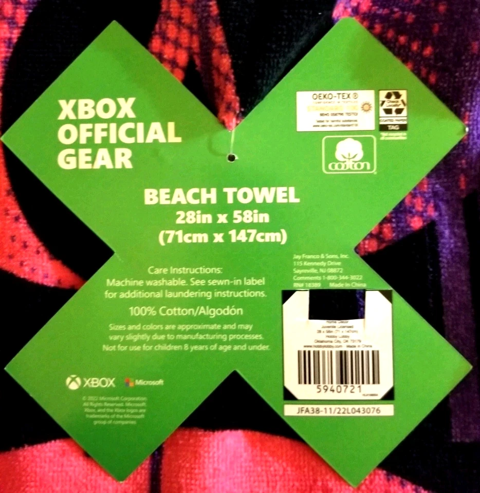 Microssoft Xbox Oficial Jugadores Playa Piscina Toalla de Baño 28" x 58" Natación Nuevo Foto 4 de 4