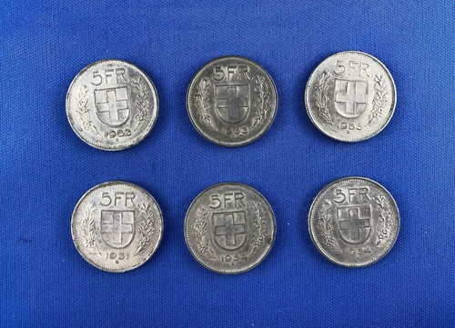 6 X 5 Schweizer Franken, Silber - Bild 2 von 2