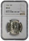 NGC 1964 Kennedy Silver Half Dollar 50c US American Coin MS 63 Philadelphia Mint
