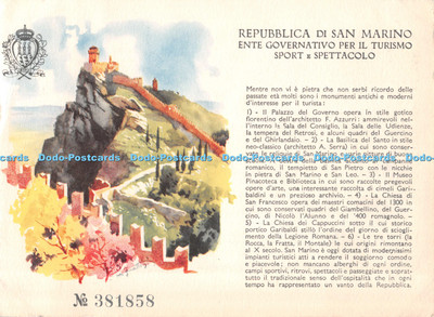 D127202 Republica di San Marino Ente Governativo Per il Turismo Sport e Spettaco