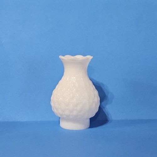 VTG Milk Glass Ruffle Top HURRICANE LAMP CHIMNEY GLOBE SHADE 7" H