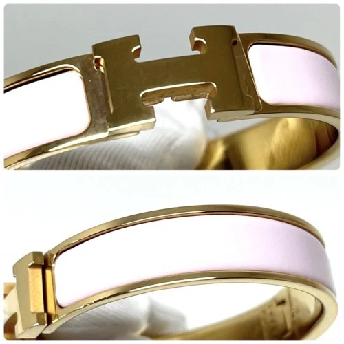 HERMÈS Bracciale Hermes Clic H Bracciale Oro Rosa Dragée Smalto Metallo Donna Misura