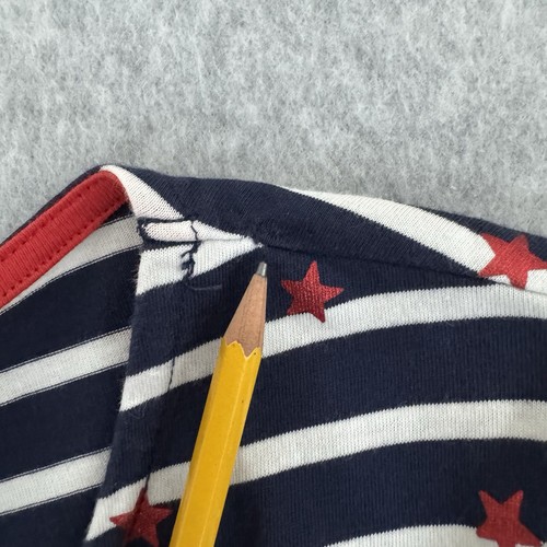 Boden T Shirt Women 16 / 18 Blue White Red Stars Stripes Long Sleeve Cotton READ - Picture 3 of 17
