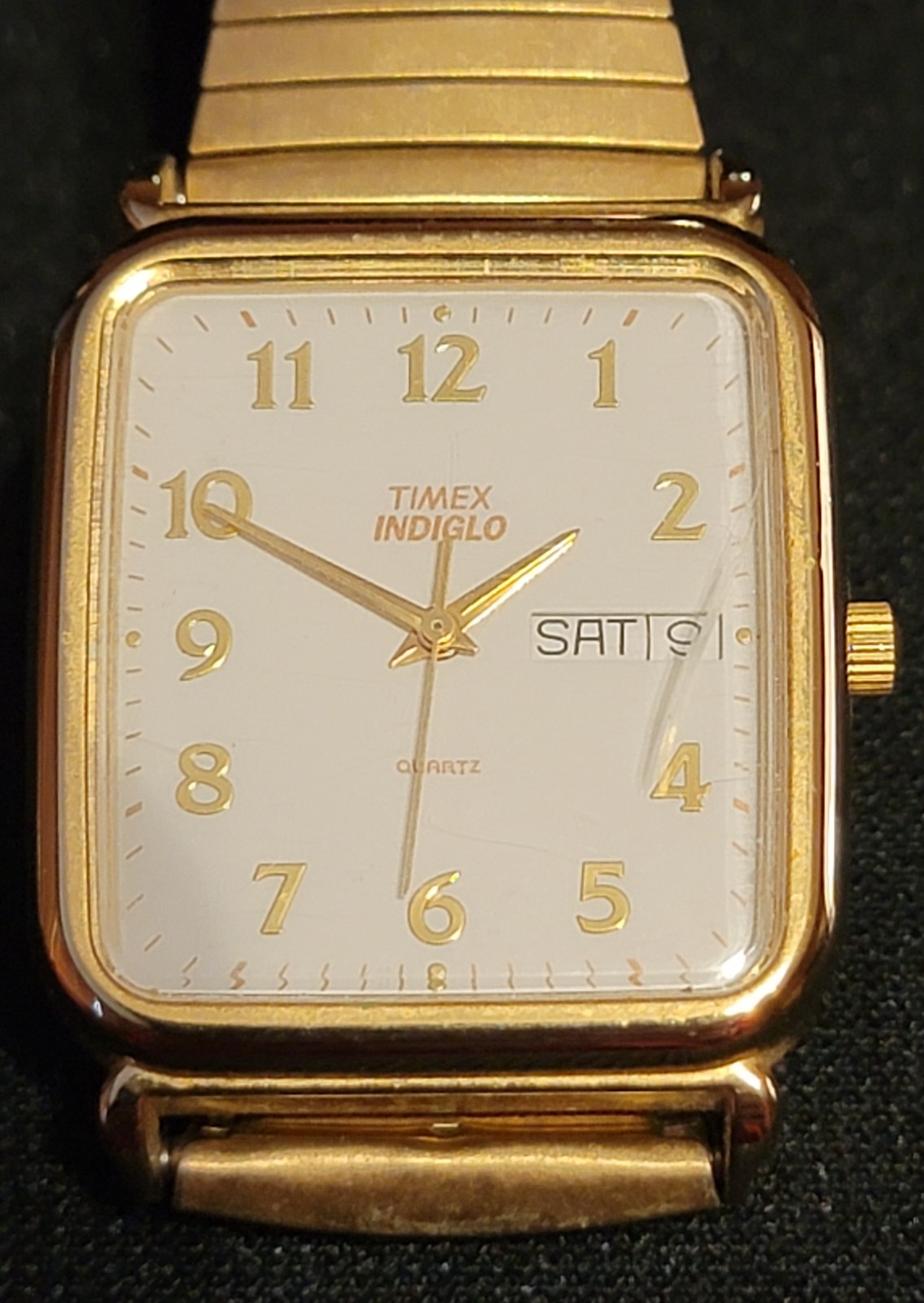 Timex Day Date Indiglo Rectangular Dial Quartz Me… - image 4