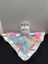 Unicorn Rainbow Pastel Baby Security Blanket 12" Satin Back By Baby Starters