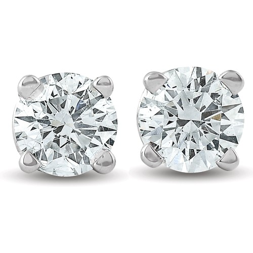 1/2Ct T.W. Diamond (Real) Natural 14k White Gold Studs Women's Earrings (GH/I1) - Bild 1 von 5