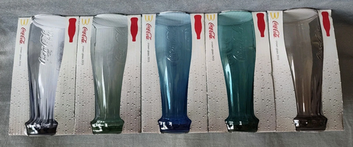 Coca Cola McDonalds Coke Crown Glass 5 Set Different Colors Japan Exclusive 2013 - Picture 1 of 13