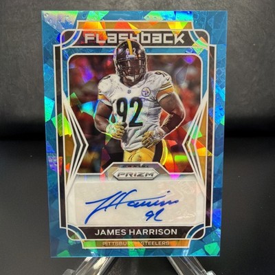James Harrison 2021 Panini Prizm Flashback Blue Ice Auto #65/99 Steelers