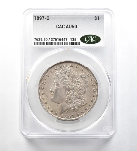 1897-O Morgan Silver Dollar AU50 CAC CACg *0417