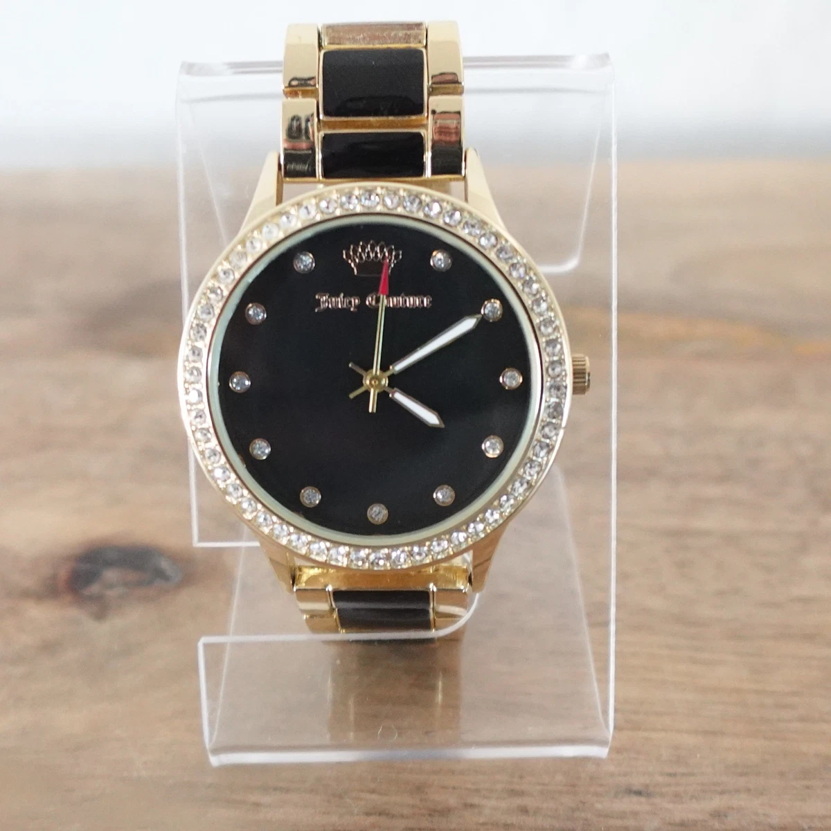 Vintage Juicy Couture Gold Crest Watch with Black Strap and Crystal Bezel Juicy Couture Black Wristwatches for sale | eBay main image 4