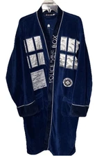 VINTAGE 2009 DOCTOR WHO TARDIS BLUE FLEECE BATHROBE UNISEX ADULT ONE SIZE