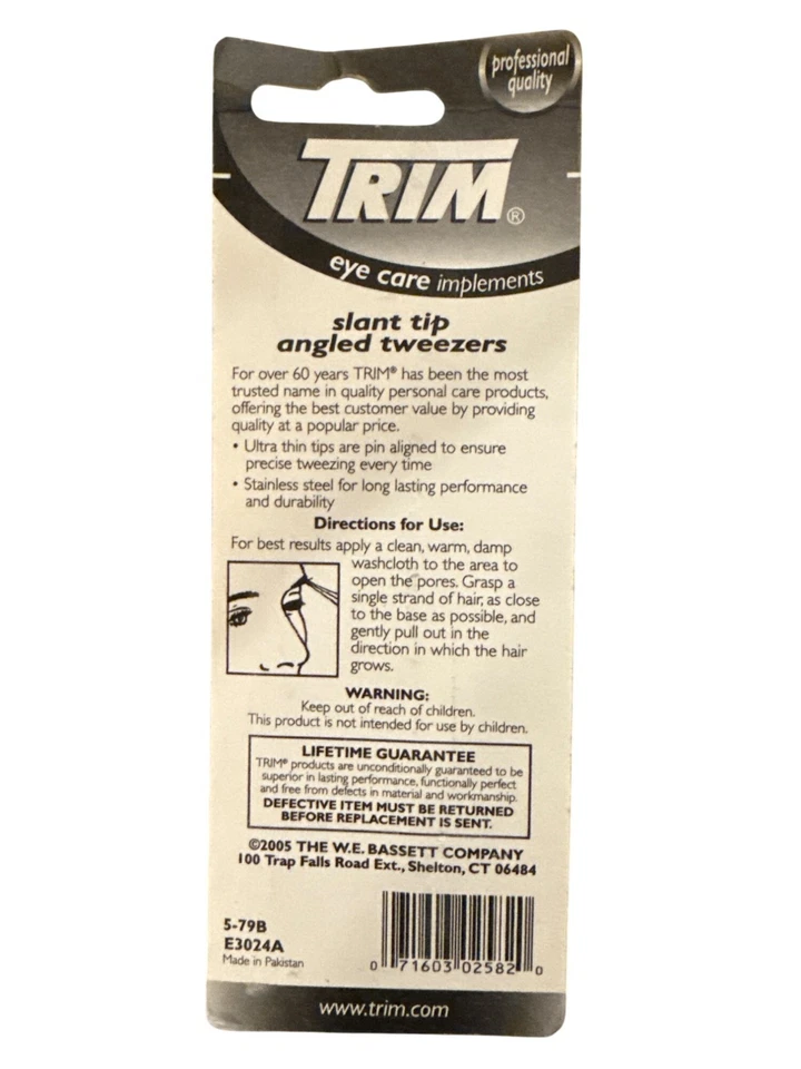 #02582 Trim Slant Tip Angled Tweezers +Professional Quality Eyebrow Hair Remover - Image 3 of 3