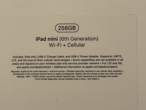 iPad mini 6 (6. generacji) Wi-Fi Cellular 256GB kosmiczna szarość model A2568 - Zdjęcie 6 z 6