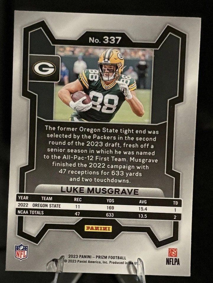 2023 Panini Prizm Luke Musgrave Prizm RC #337 - Packers 10% Off Next Purchase 👀 - Image 3 of 3