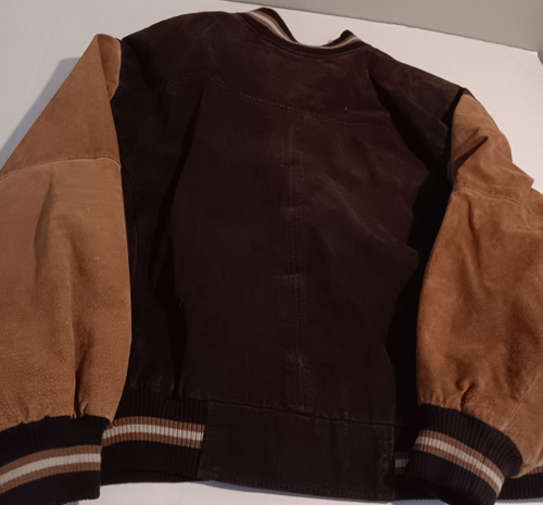 Giacca vintage Varsity 2X L anni 90 bomber scamosciato zip due piccoli difetti VEDI FOTO - Foto 6 di 8