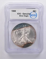 1998 American Silver Eagle Genuine ICG Blue Peripheral Tone *7134