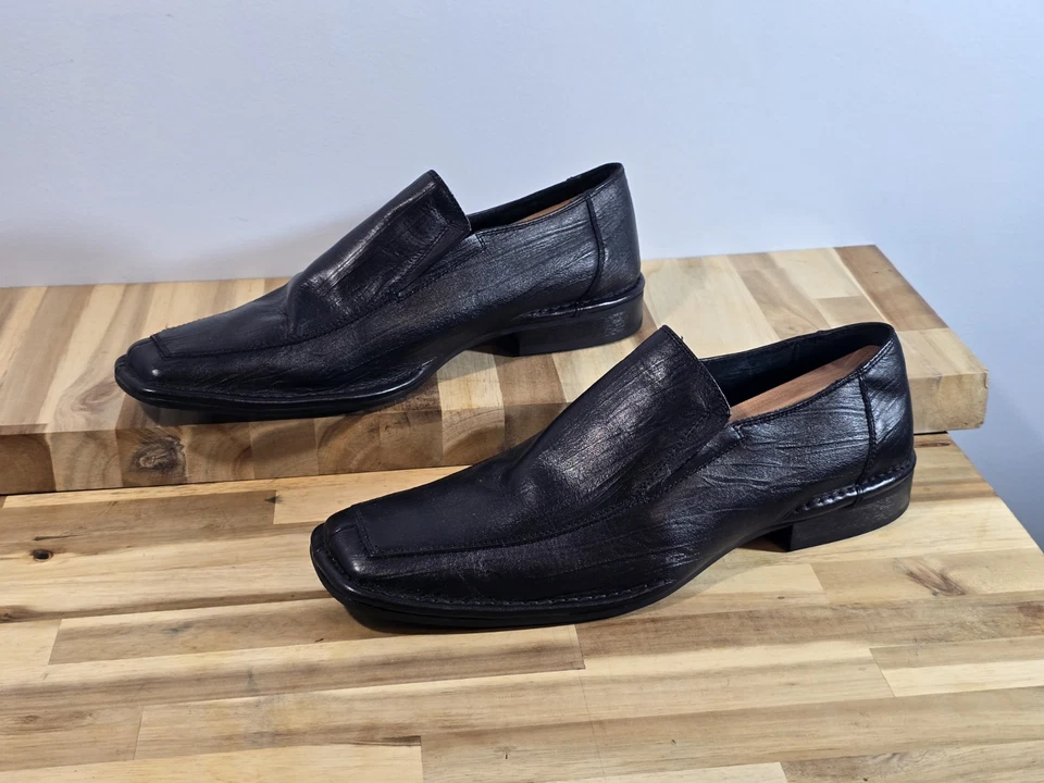 Mocasines de vestir sin cordones Franco Fortini Manhattan para hombre talla 12 de cuero negro Foto 2 de 4