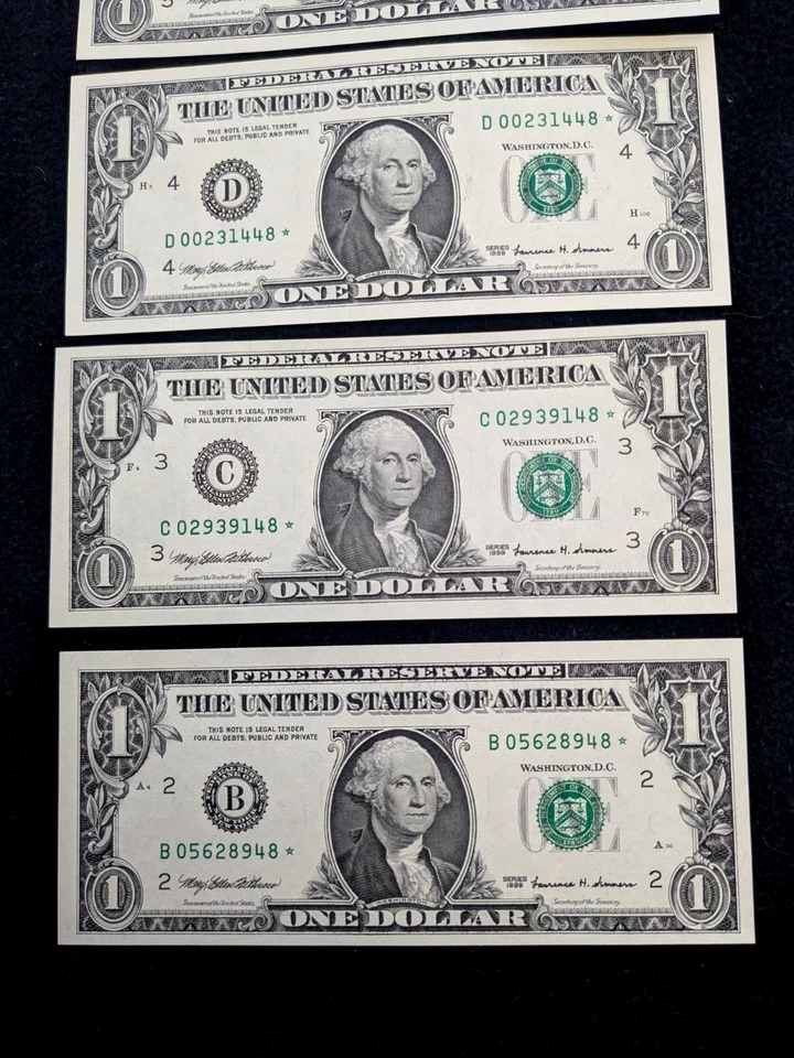 $1 1999 STAR NOTE SET ( 6 DISTRICT ) EXCEPT BOSTON/ATLANTA.   UNCIRCULATED. #11 - Image 4 of 4