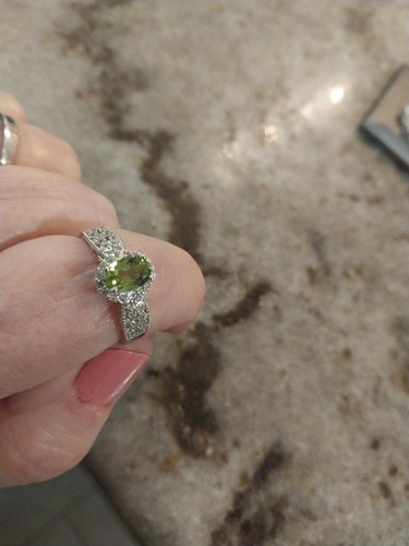 Ciondolo e anello Hebei peridoto e zirconi bianchi corvi eredità (taglia 8,0) - Foto 11 di 24