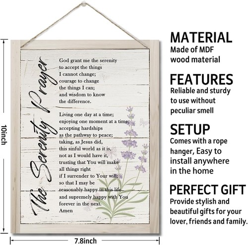 The Serenity Prayer Wall Decor Sign, Bible Verse Inspirational Color 07 - Picture 2 of 6