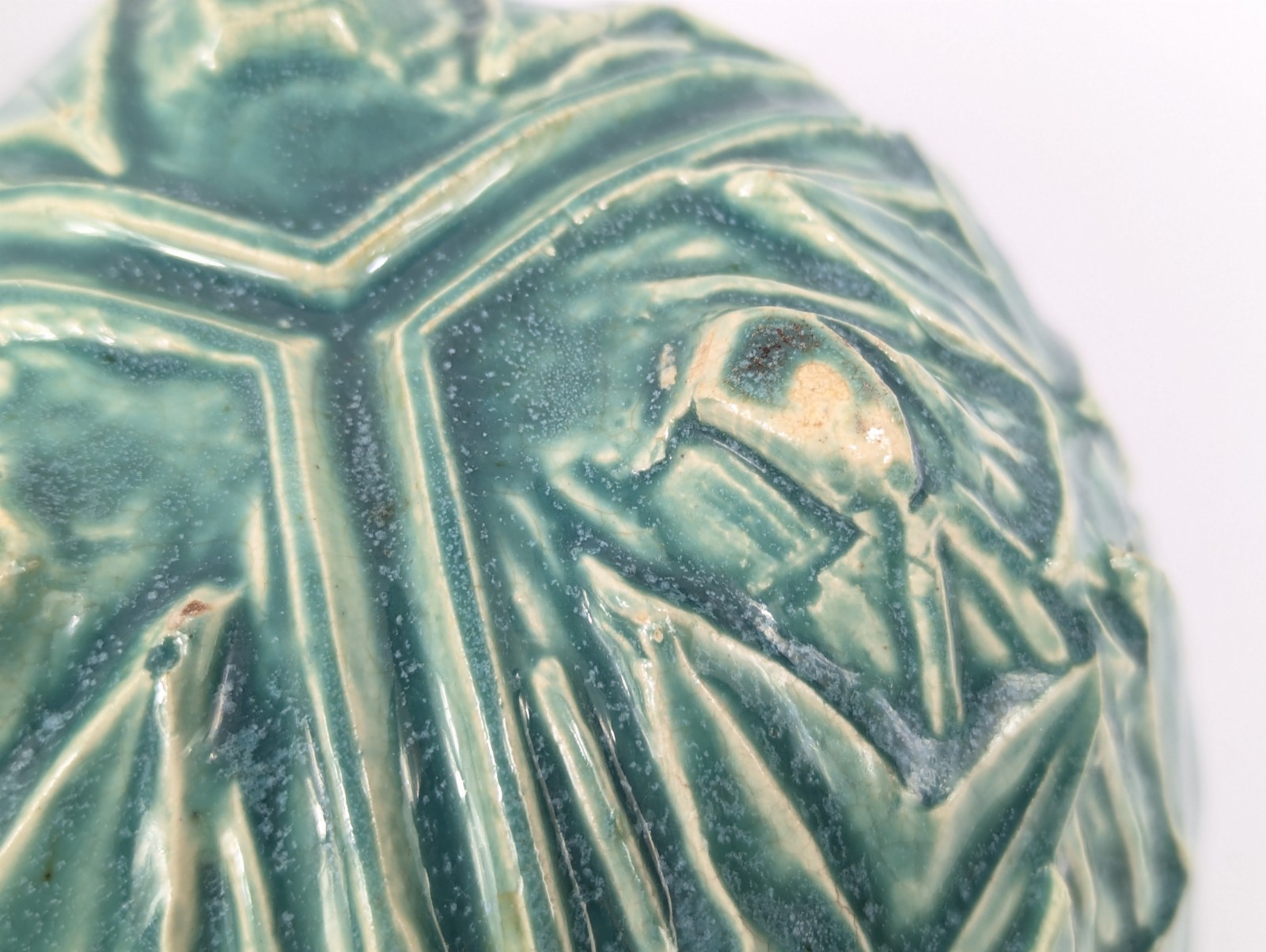 (2) Vintage McCoy Unmarked Pottery Ivy Turquoise Basket Planters 3 Footed