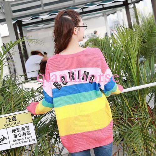 pull top vestes ciel manteaux tricoté arc en outwear lâche femmes Les cardigan coloré TxznnU