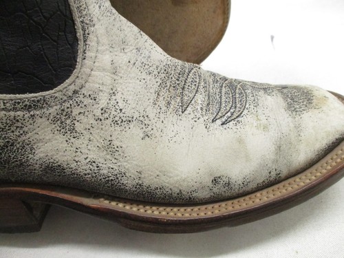 Anderson Bean Womens Black White Distressed Leather Cowboy Boots Size 6.5 B USA - Picture 10 of 15