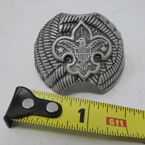Vintage Silver Toned Boy Scouts Bandana Handkerchief Tie Scarf Clip Slide Holder