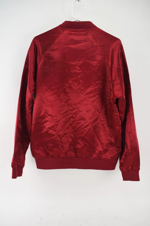 Chaqueta Bomber BooHoo Hombre Rojo Satinado Cremallera Completa Talla M Foto 2 de 4