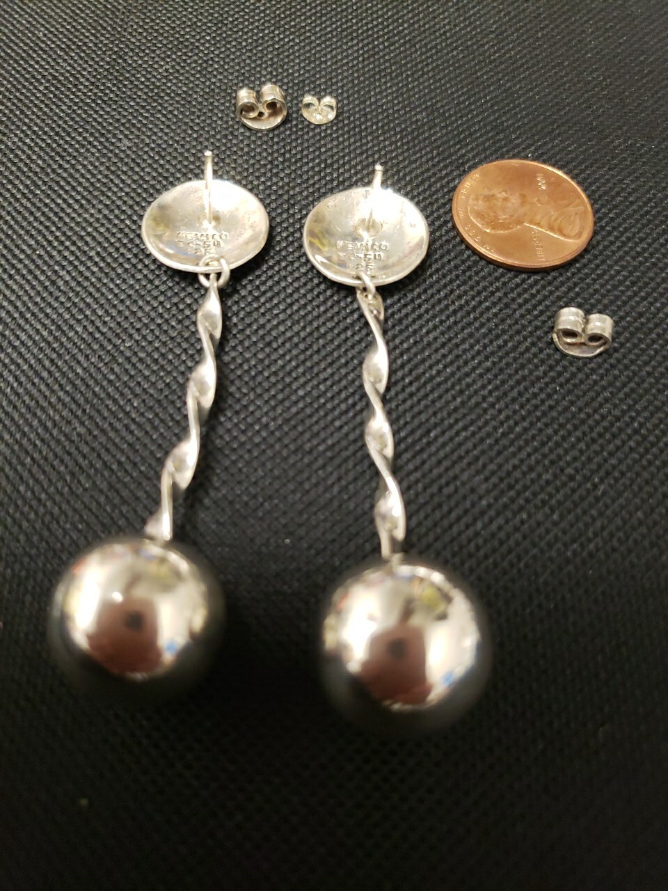 JUMBO STERLING SILVER PENDULUM DANGLE EARRINGS. W… - image 5