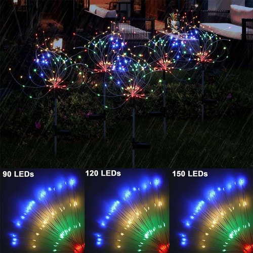 90/120 LED Solar Firework Lights Outdoor Waterproof Path Lawn Garden Decor Lamp